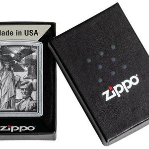 American Icon Lighter Statue of Liberty & Abe Lincoln ZIPPO LIGHTER